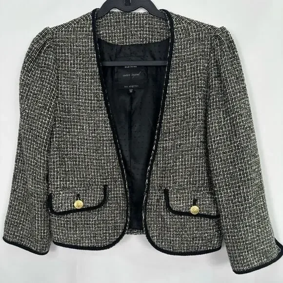 Sanctuary Los Angeles Black & White Tweed Cardigan Blazer Women’s XS - Picture 1 of 9